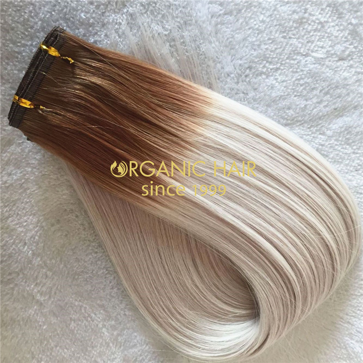 Customized new hair weft-T8/60A flat weft with beads A156